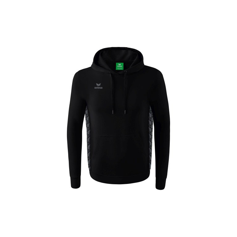 Erima Hooded Sweatshirt Essential Team Hooded Sweat (soft cotton, ribbed cuffs) black/grey Men